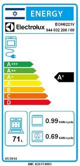 תנור בנוי 71 ליטר אלקטרולוקס ידית לבנה Electrolux EOH6221V *תוצרת גרמניה* תנור בנוי 71 ליטר אלקטרולוקס ידית לבנה Electrolux EOH6221V *תוצרת גרמניה*